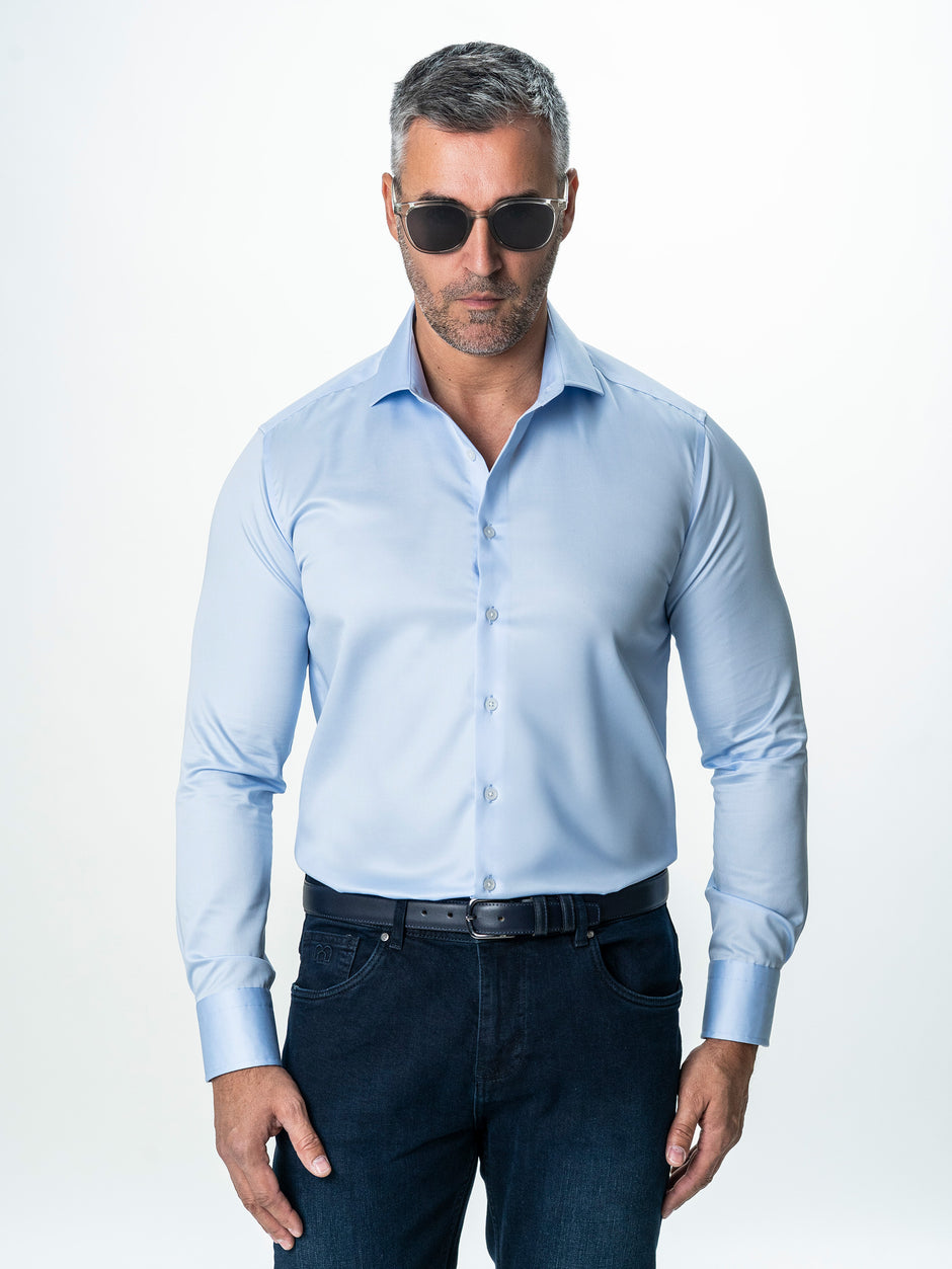 Camasa Barbati Bleu Bumbac Italian Premium No Iron BMan0062 (4)