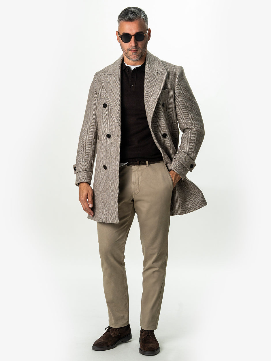 Pulover Barbati Cafeniu Polo Din Lana Merinos BMan0051 (1)