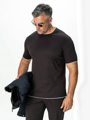 Tricou Maro Cafeniu Barbati 100% Bumbac Egiptean Dublu Mercerizat BMan271