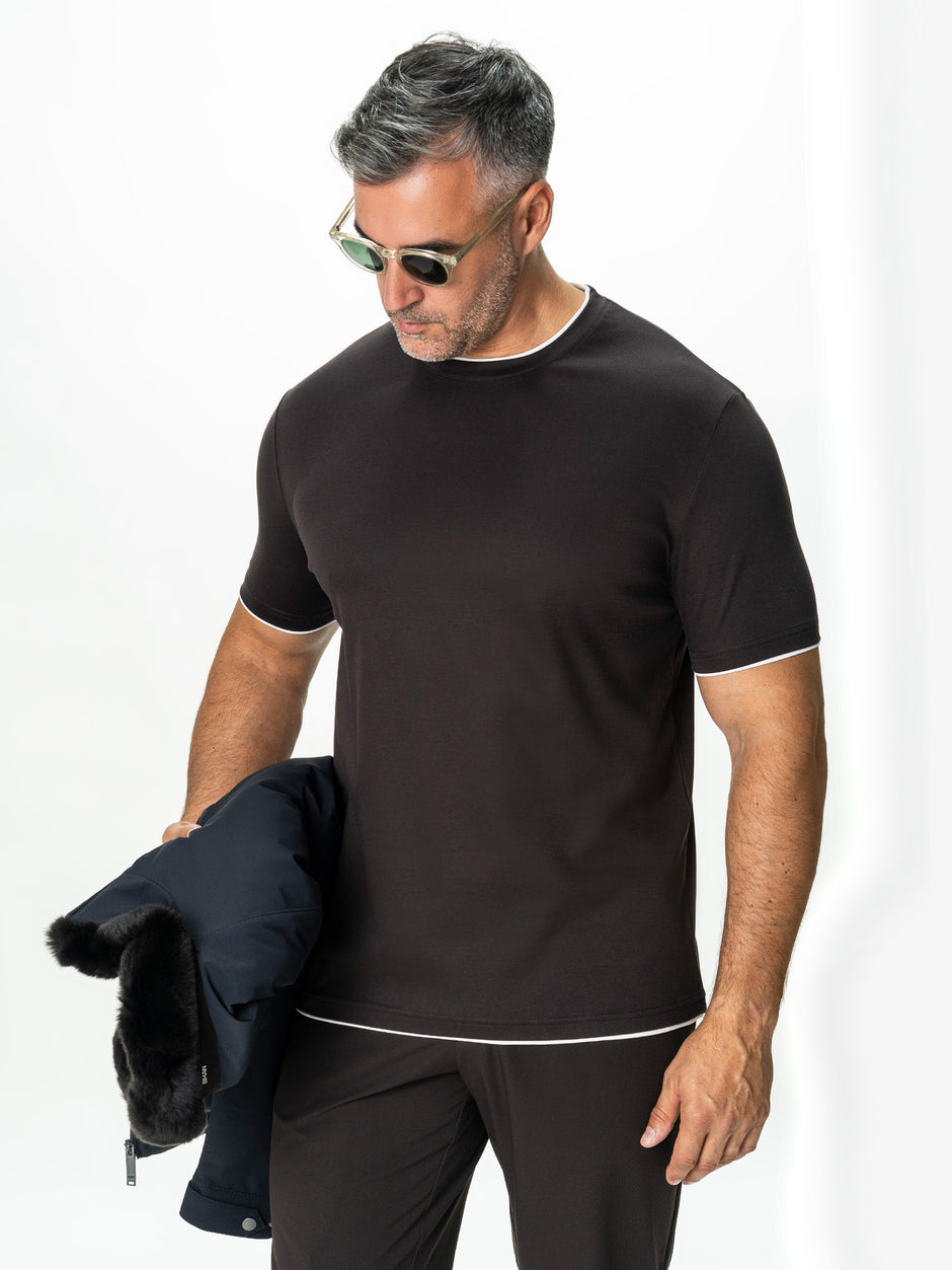 Tricou Maro Cafeniu Barbati 100% Bumbac Egiptean Dublu Mercerizat BMan271 (1)