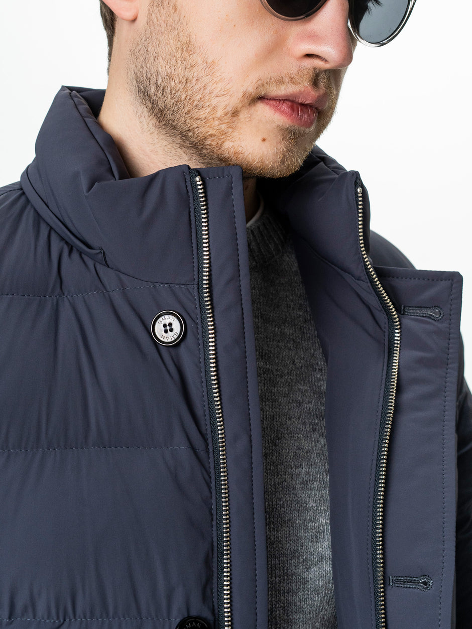 Geaca Barbati Gri Inchis de Iarna cu Blana Naturala si Softshell BMan0199 (9)