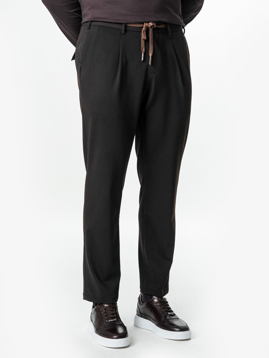 Pantaloni Barbati Casual Cafenii Din Lana BMan0101 (4)