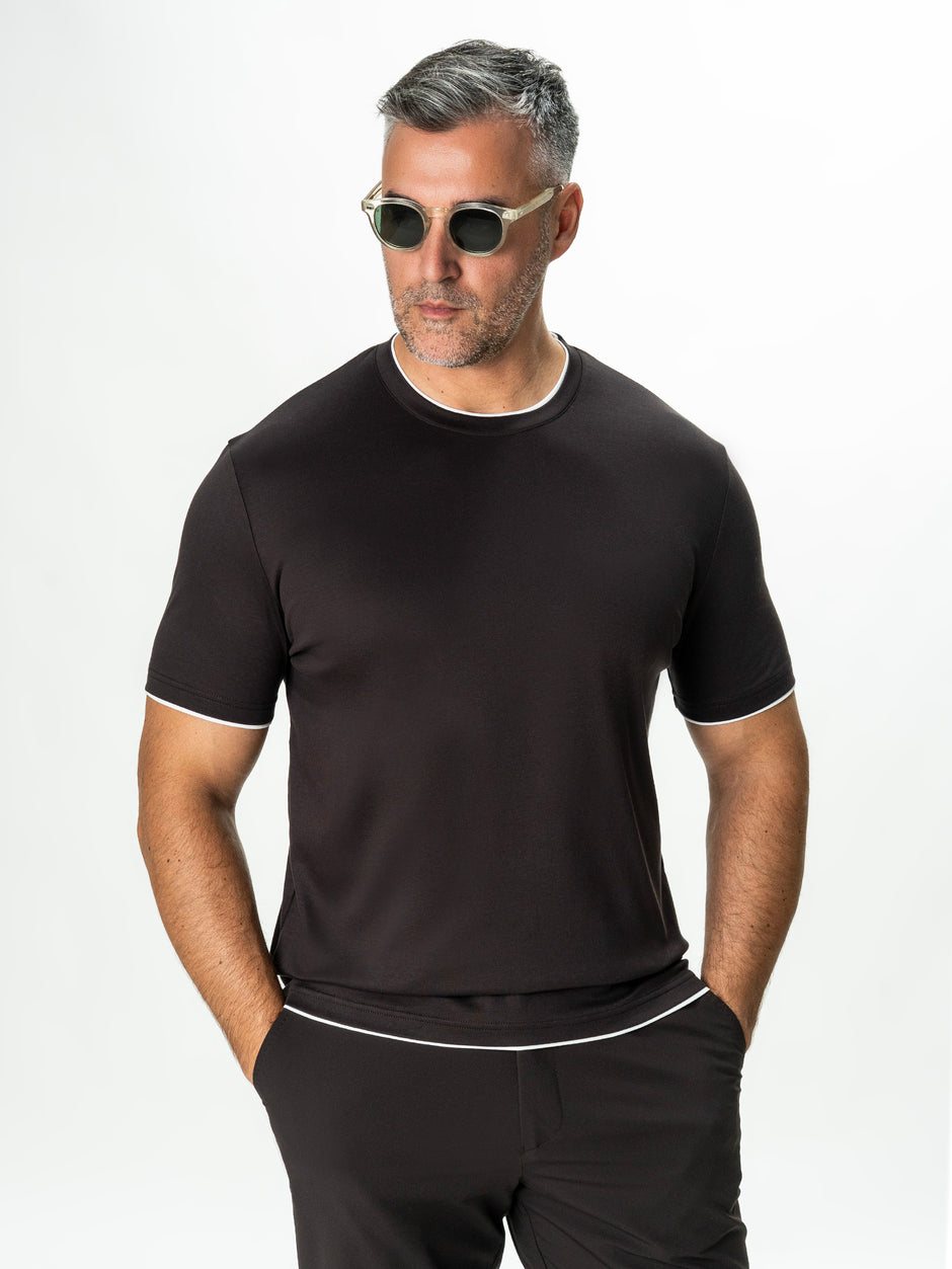 Tricou Maro Cafeniu Barbati 100% Bumbac Egiptean Dublu Mercerizat BMan271 (3)
