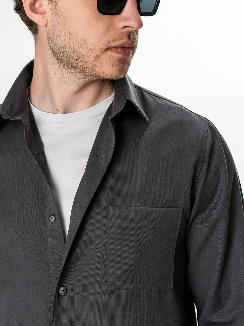 Camasa Barbati Antracit din 100% Bumbac Relaxed Fit BMan0407 (4)