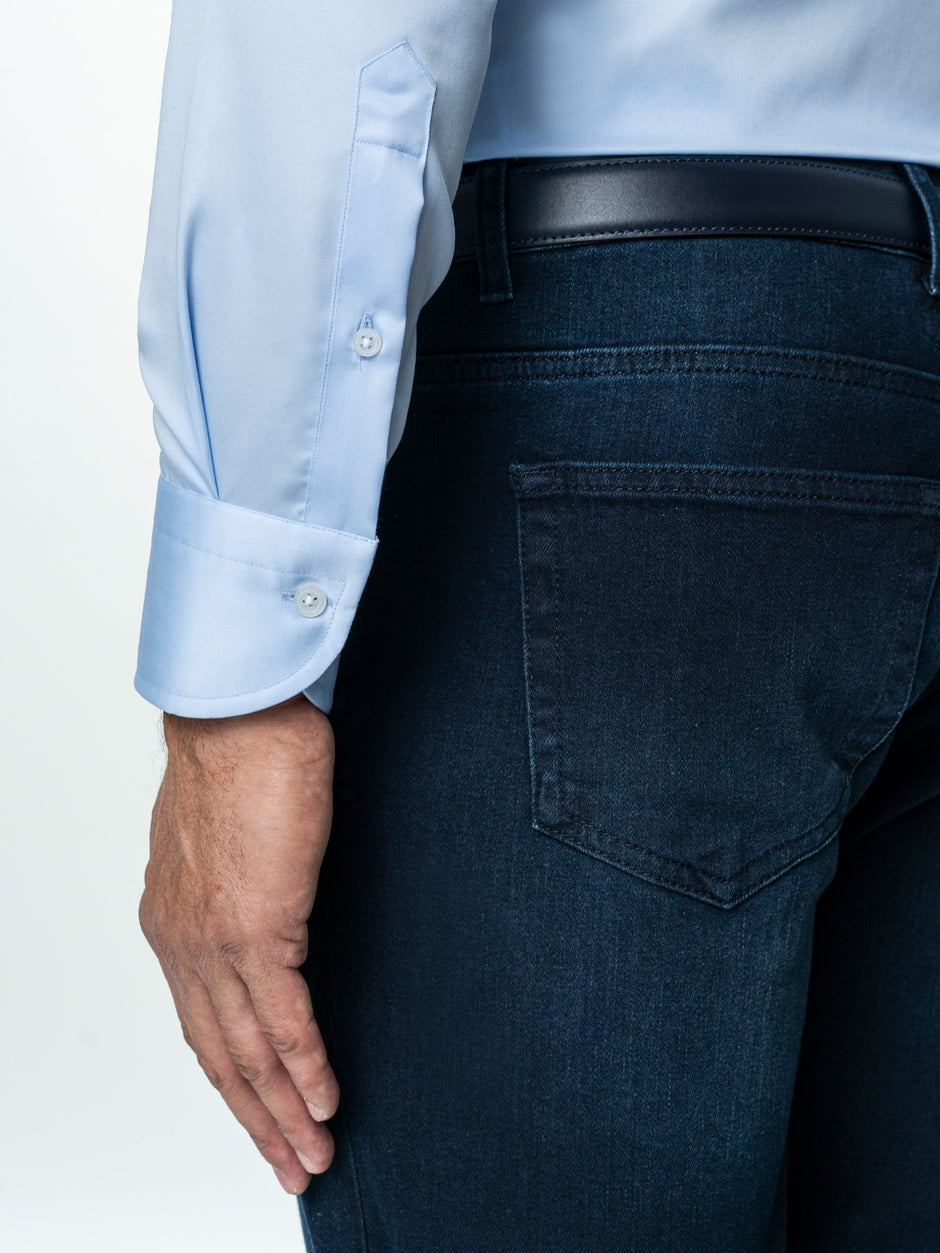 Camasa Barbati Bleu Bumbac Italian Premium No Iron BMan0062 (8)