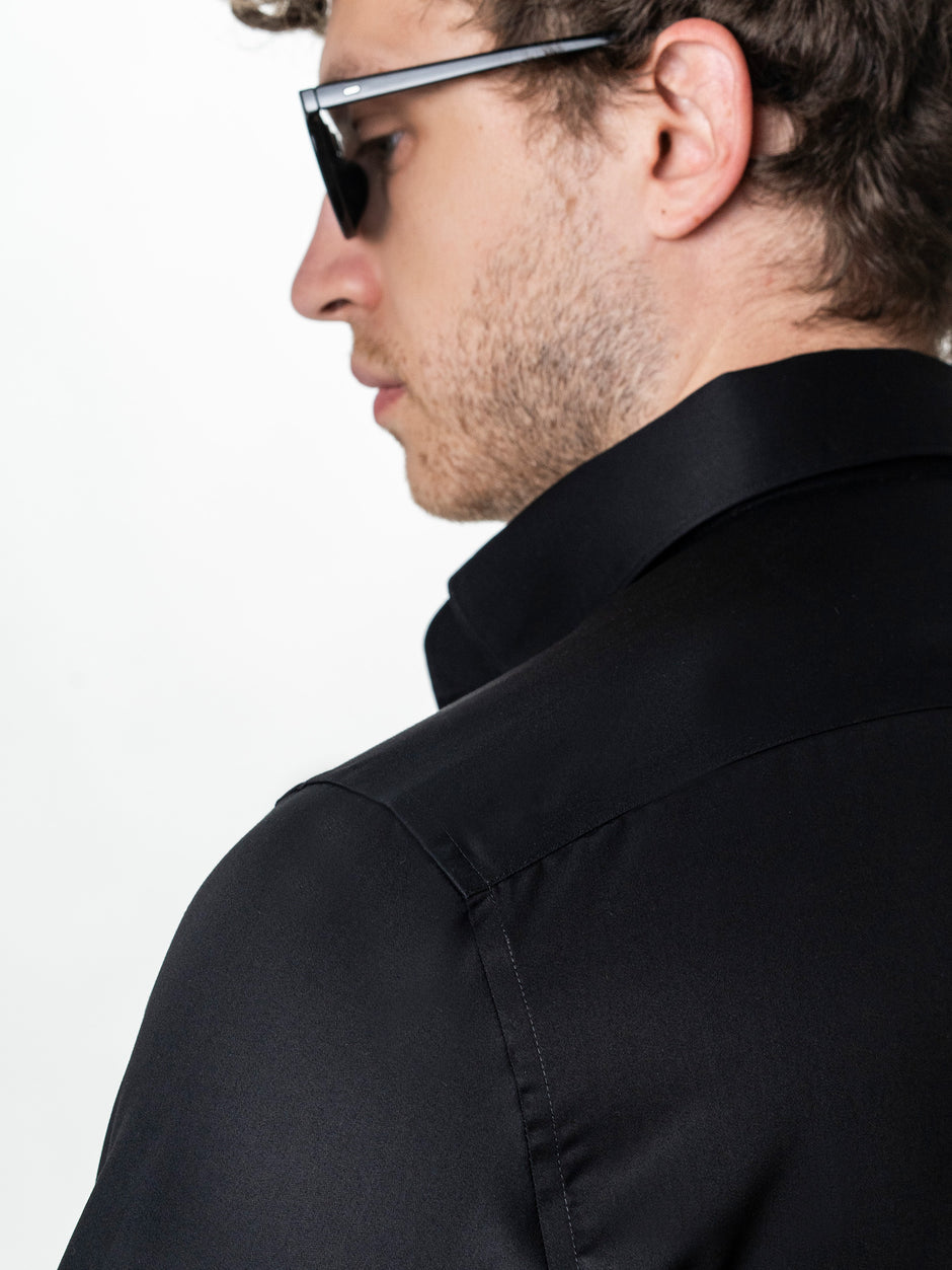 Camasa Barbati Neagra Non-Iron Guler One-Piece BMan0207 (9)