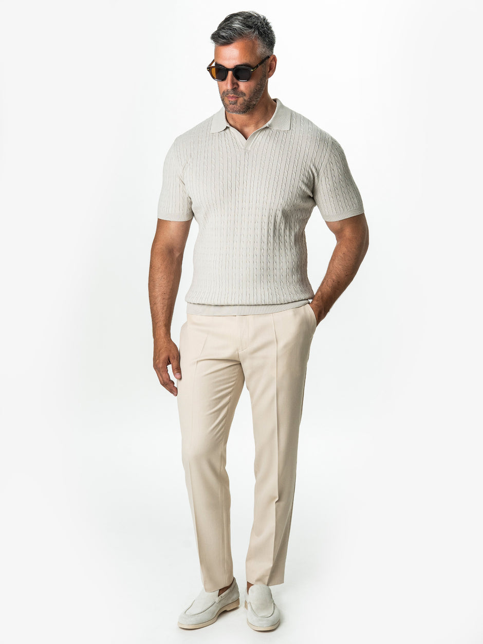 Tricou Barbati Polo Modern De Vara Crem BMan297 (2)
