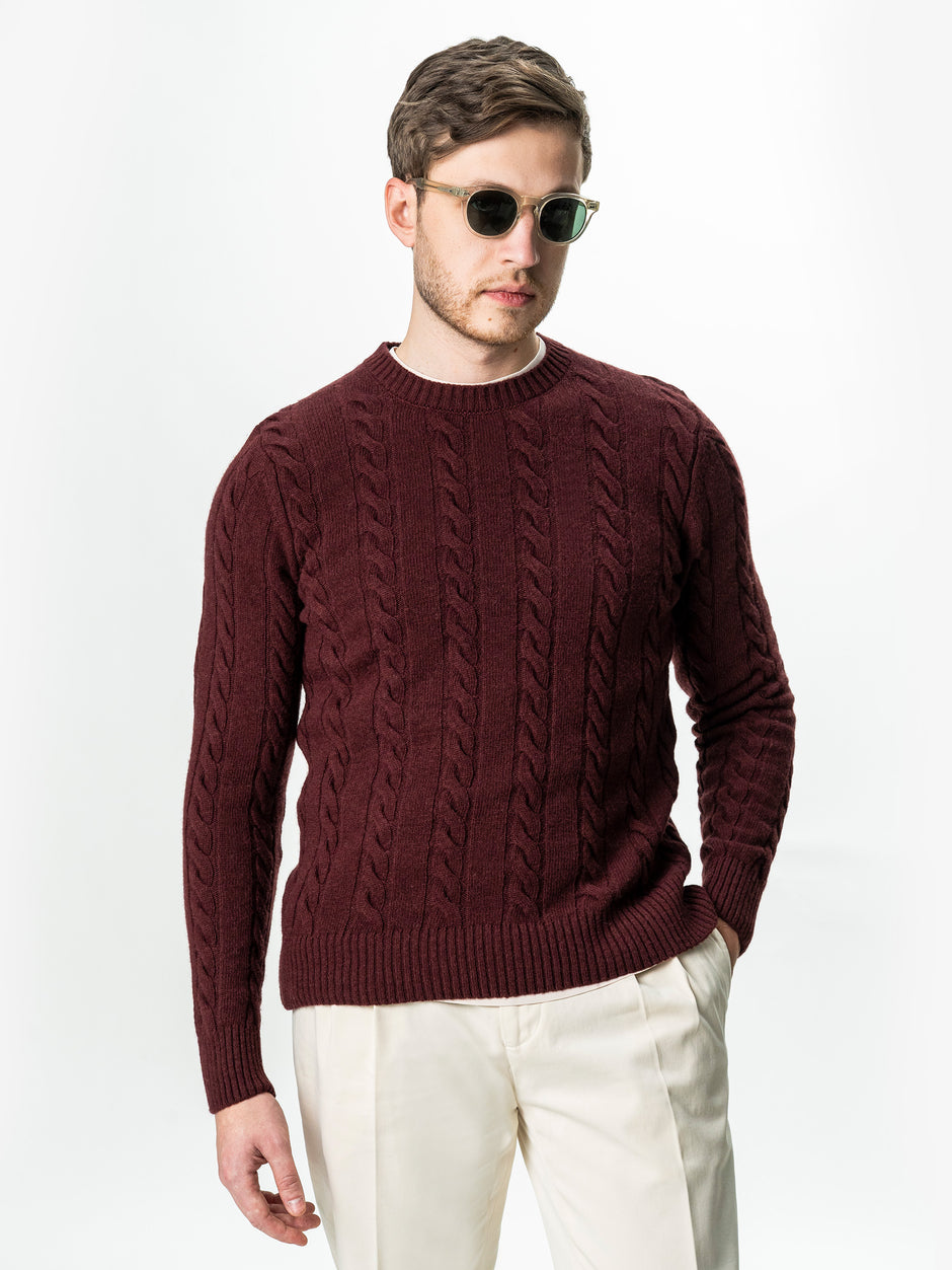 Pulover Barbati Bordo Toamna & Iarna Din 100% Lambswool Torsada BMan0010 (6)