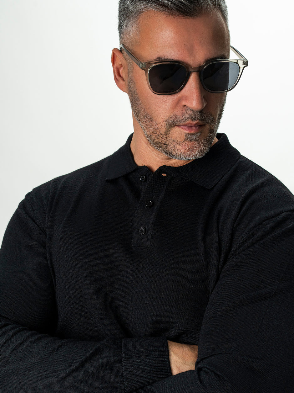 Pulover Barbati Negru Polo Din Lana Merinos BMan0051 (3)