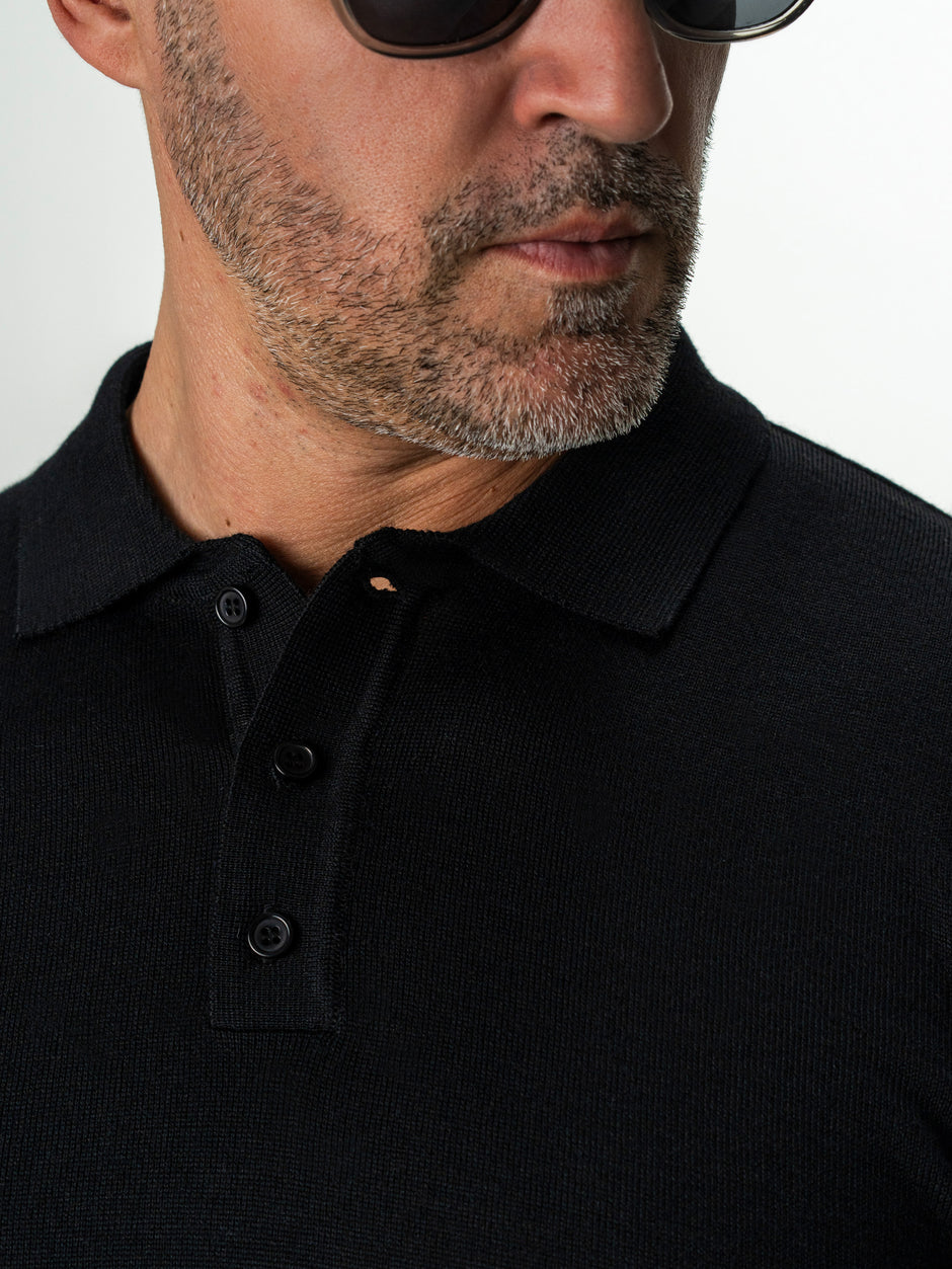 Pulover Barbati Negru Polo Din Lana Merinos BMan0051 (6)