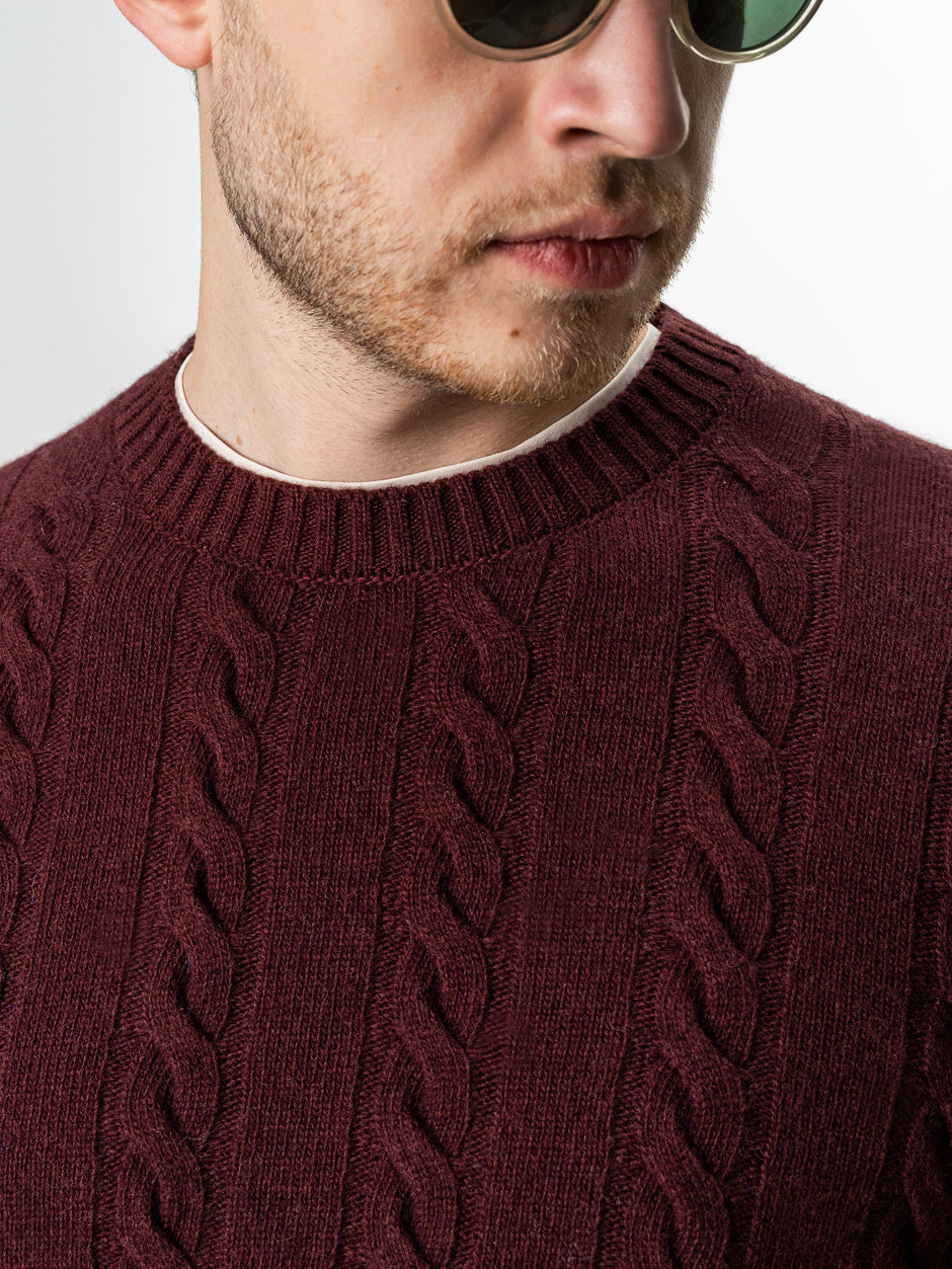 Pulover Barbati Bordo Toamna & Iarna Din 100% Lambswool Torsada BMan0010 (3)