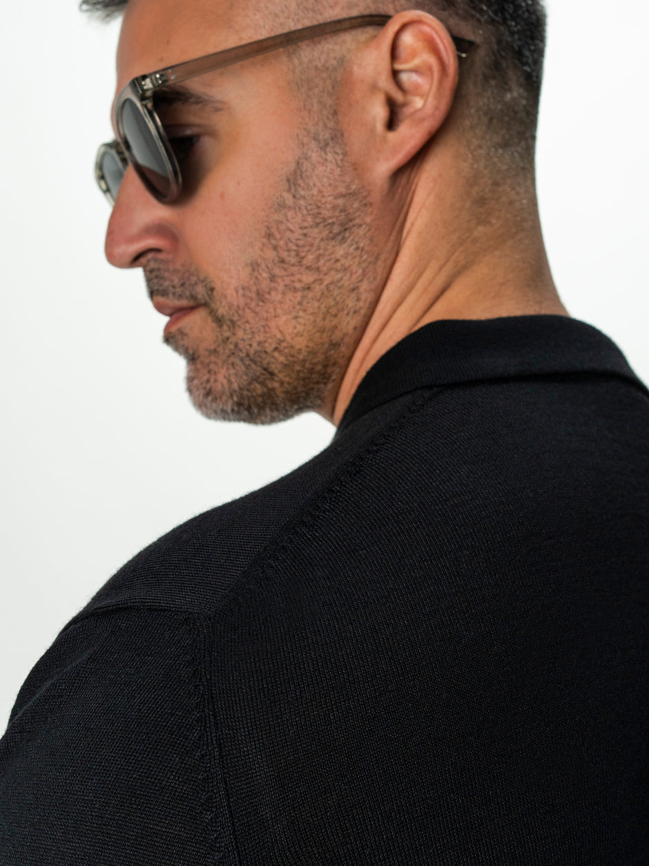 Pulover Barbati Negru Polo Din Lana Merinos BMan0051 (7)