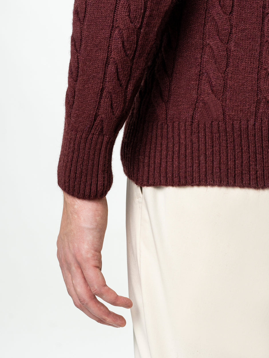 Pulover Barbati Bordo Toamna & Iarna Din 100% Lambswool Torsada BMan0010 (8)