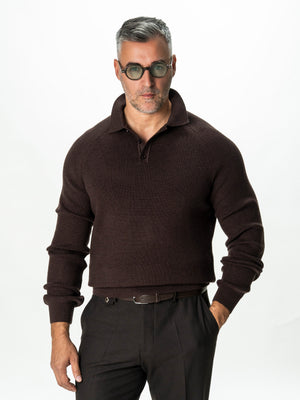 Pulover Polo Maro Cafeniu Barbati Relaxed Fit BMan0118