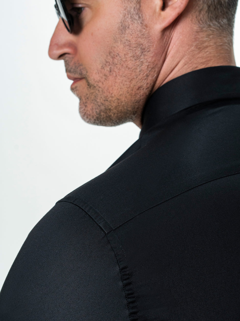 Camasa Barbati Neagra 100% Bumbac Usor de Calcat Guler Ac Pin BMan743 (5)