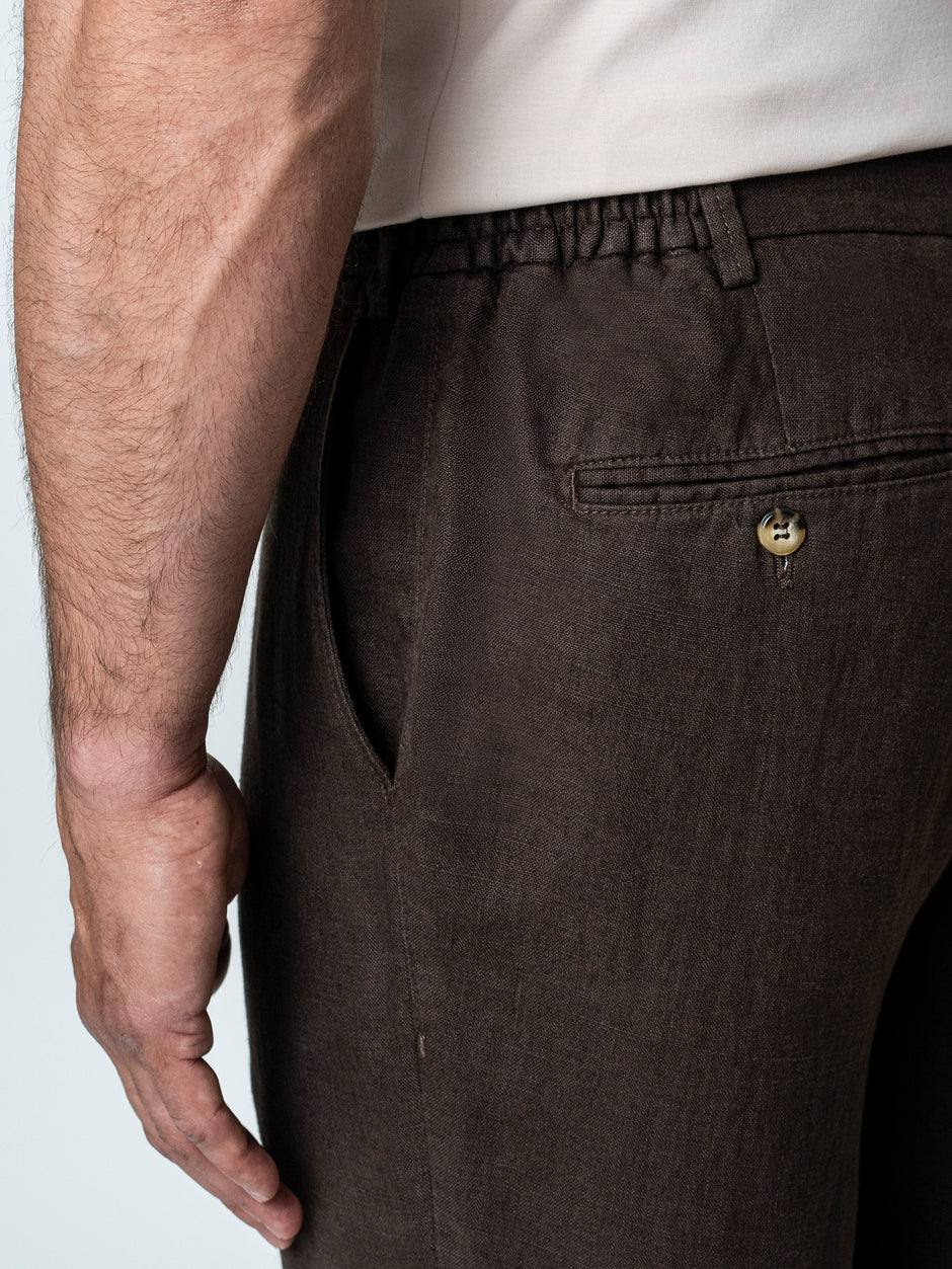 Pantaloni Casual Cu Snur In Talie Vara Barbati In Natural Maro Cafeniu BMan714 (6)