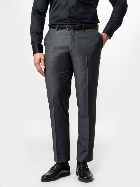Pantaloni Eleganți Barbati Din Stofa Lana Confort Fit Gri Antracit BMan700