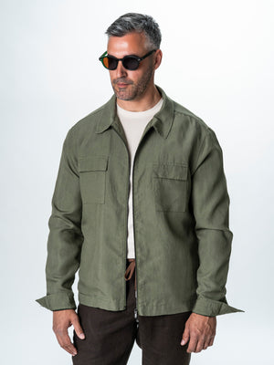 Camasa Barbati Tip Jacheta Overshirt Kaki De Primavara BMan0066