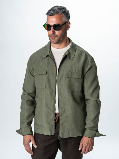 Camasa Barbati Tip Jacheta Overshirt Kaki De Primavara BMan0066