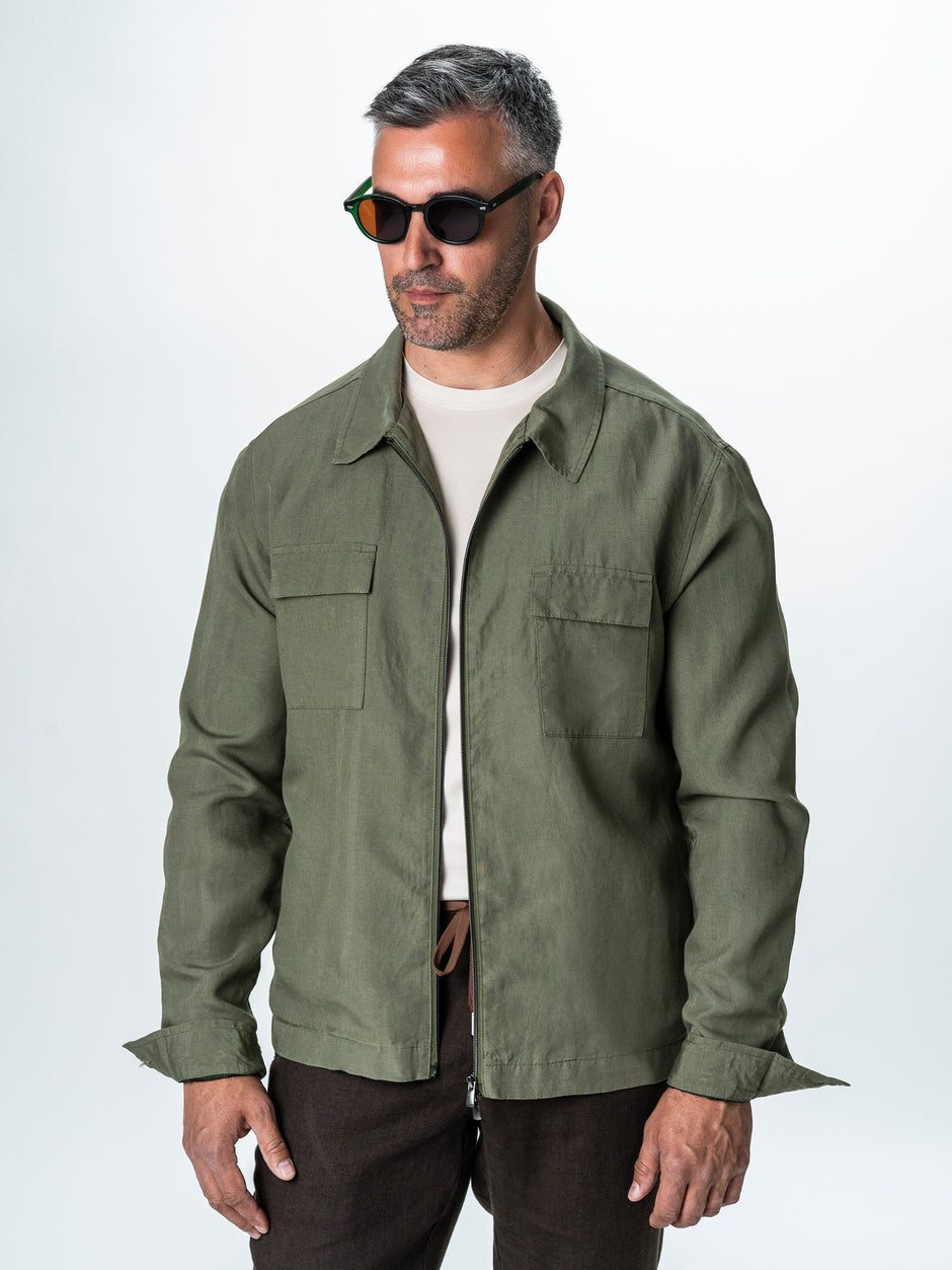 Camasa Barbati Tip Jacheta Overshirt Kaki De Primavara BMan0066 (1)