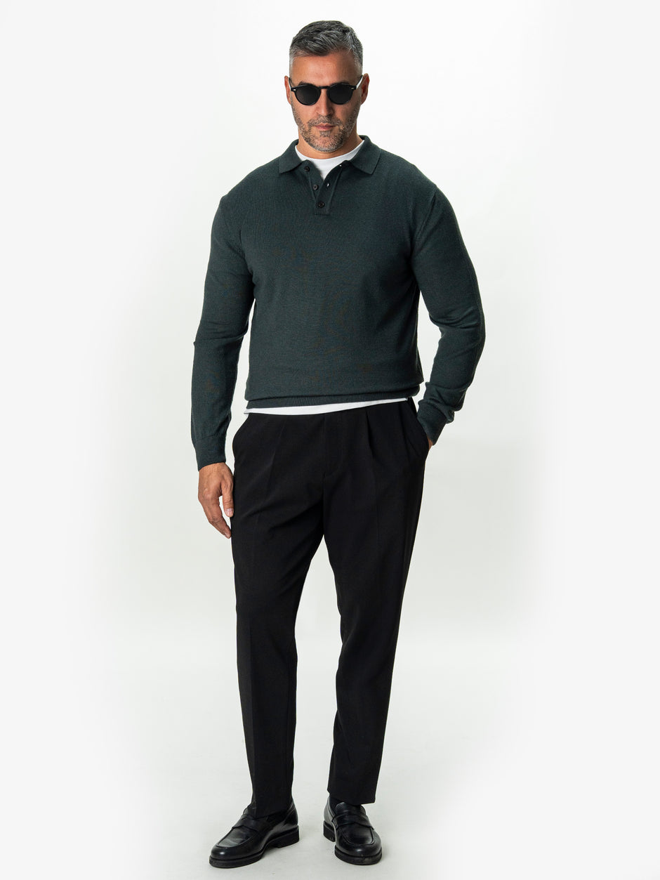 Pulover Barbati Gri Polo Din Lana Merinos BMan0051 (4)