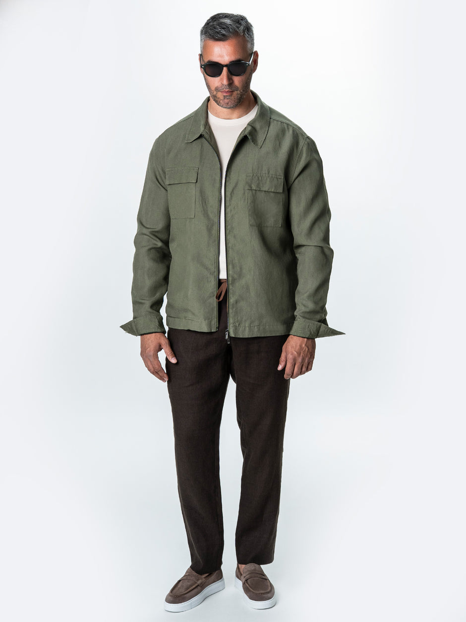 Camasa Barbati Tip Jacheta Overshirt Kaki De Primavara BMan0066 (2)