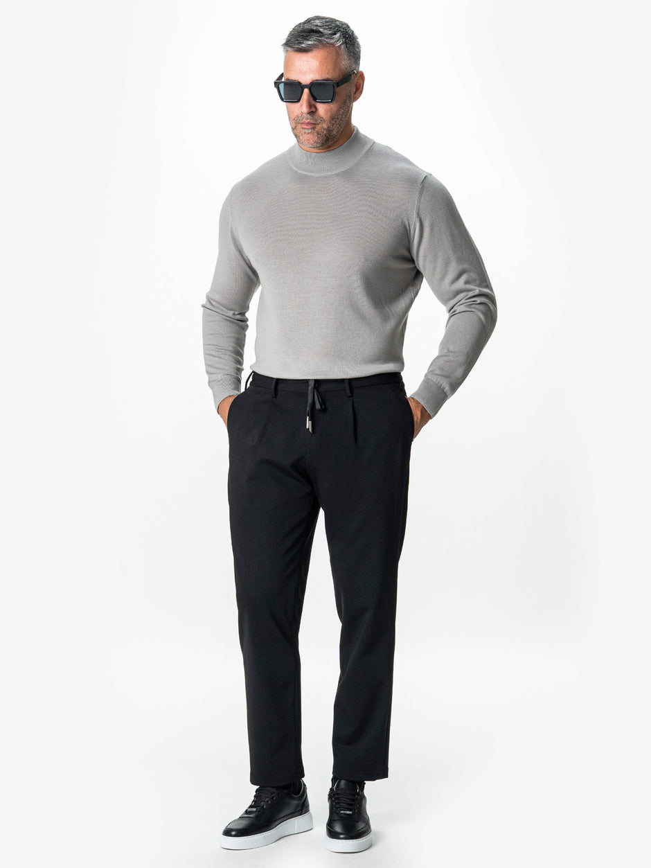 Pantaloni Barbati Casual Negri Din Lana BMan0101 (2)