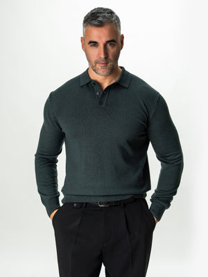 Pulover Barbati Gri Polo Din Lana Merinos BMan0051