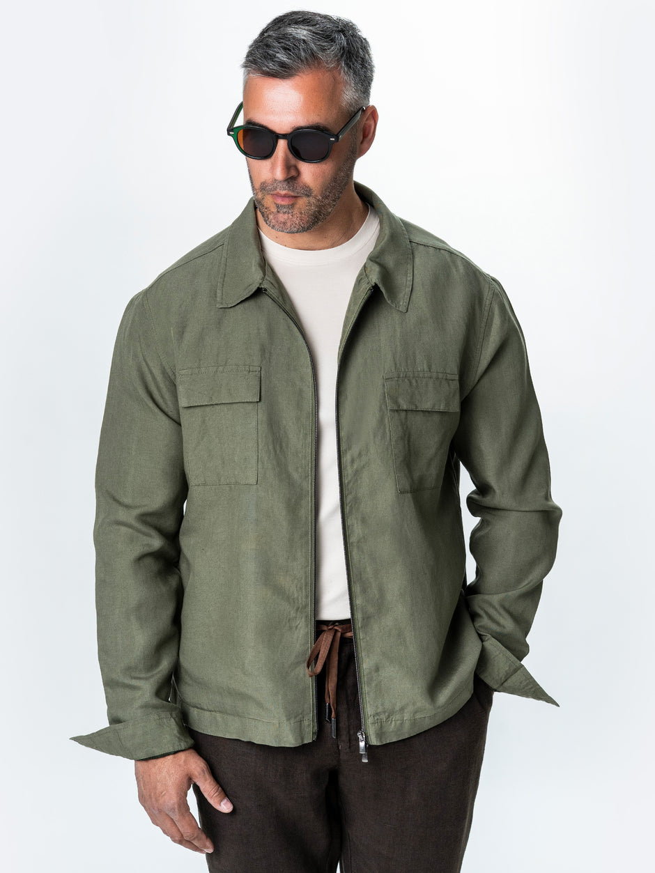 Camasa Barbati Tip Jacheta Overshirt Kaki De Primavara BMan0066 (4)
