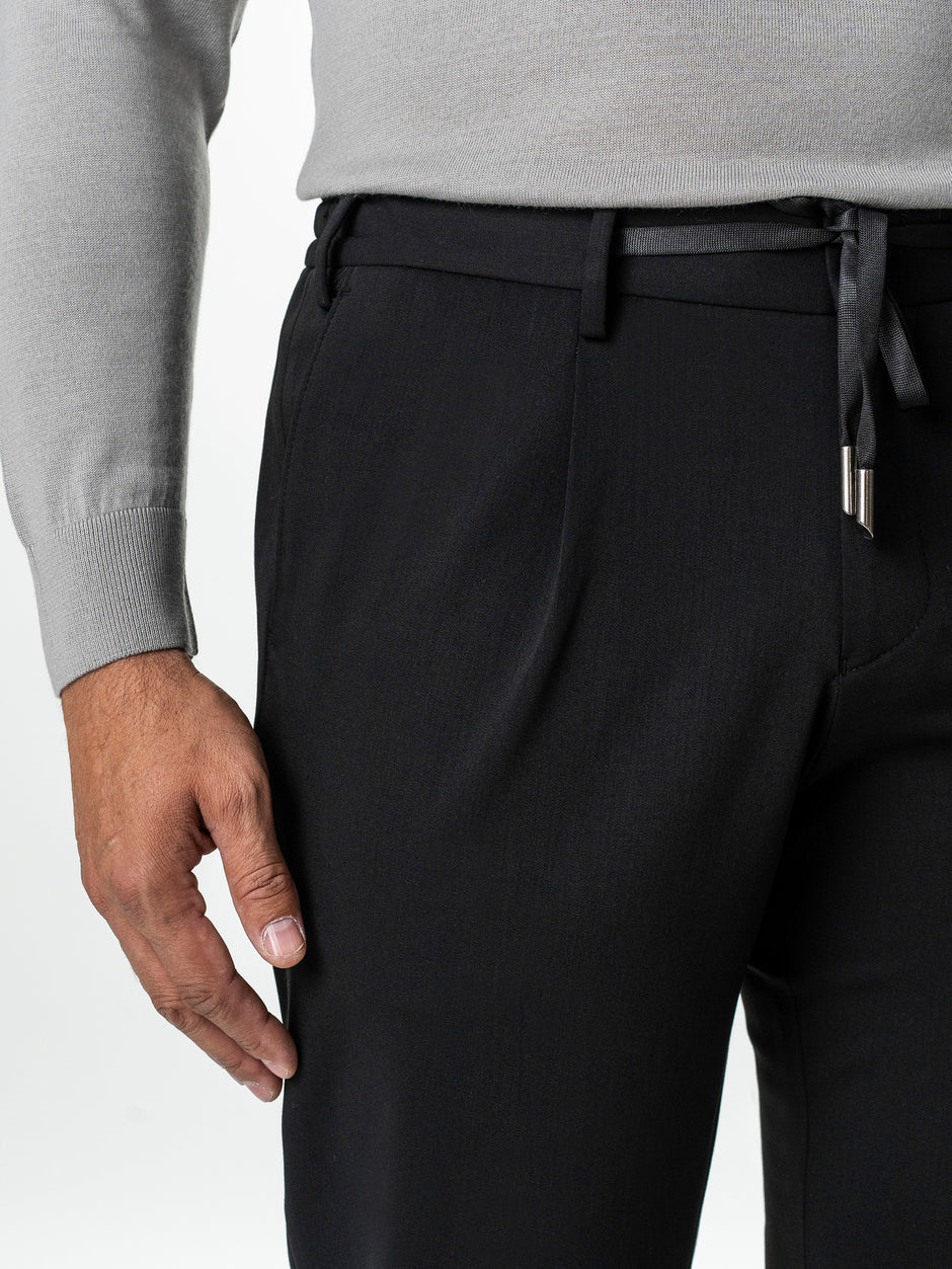Pantaloni Barbati Casual Negri Din Lana BMan0101 (3)
