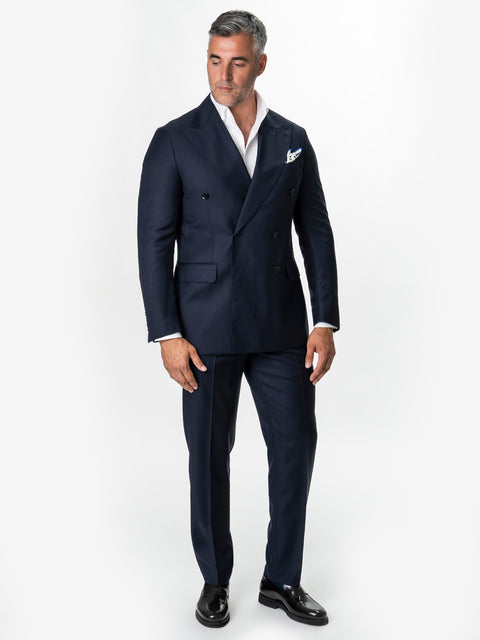 Costum Bleumarin Doua Randuri Barbati Lana Vitale Barberis Super120's BMan0052