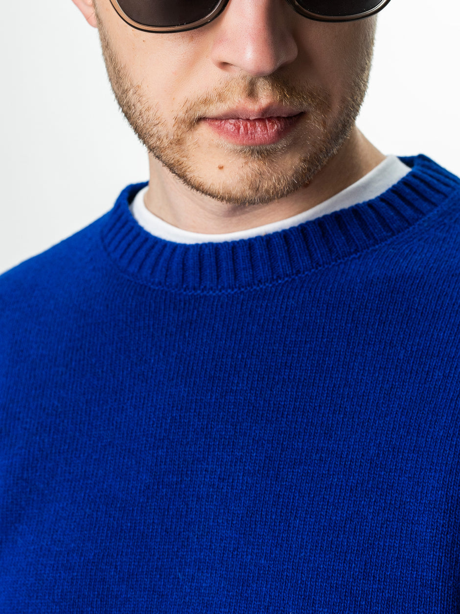 Pulover Barbati Albastru Indigo Taupe Oversize 100% Lana Lambswool BMan0033 (3)