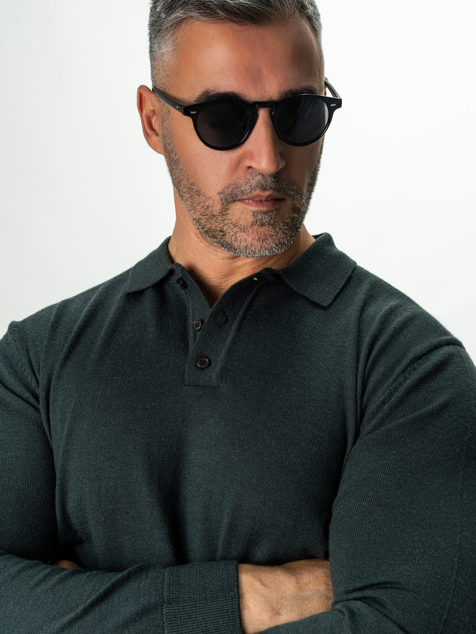 Pulover Barbati Gri Polo Din Lana Merinos BMan0051 (3)