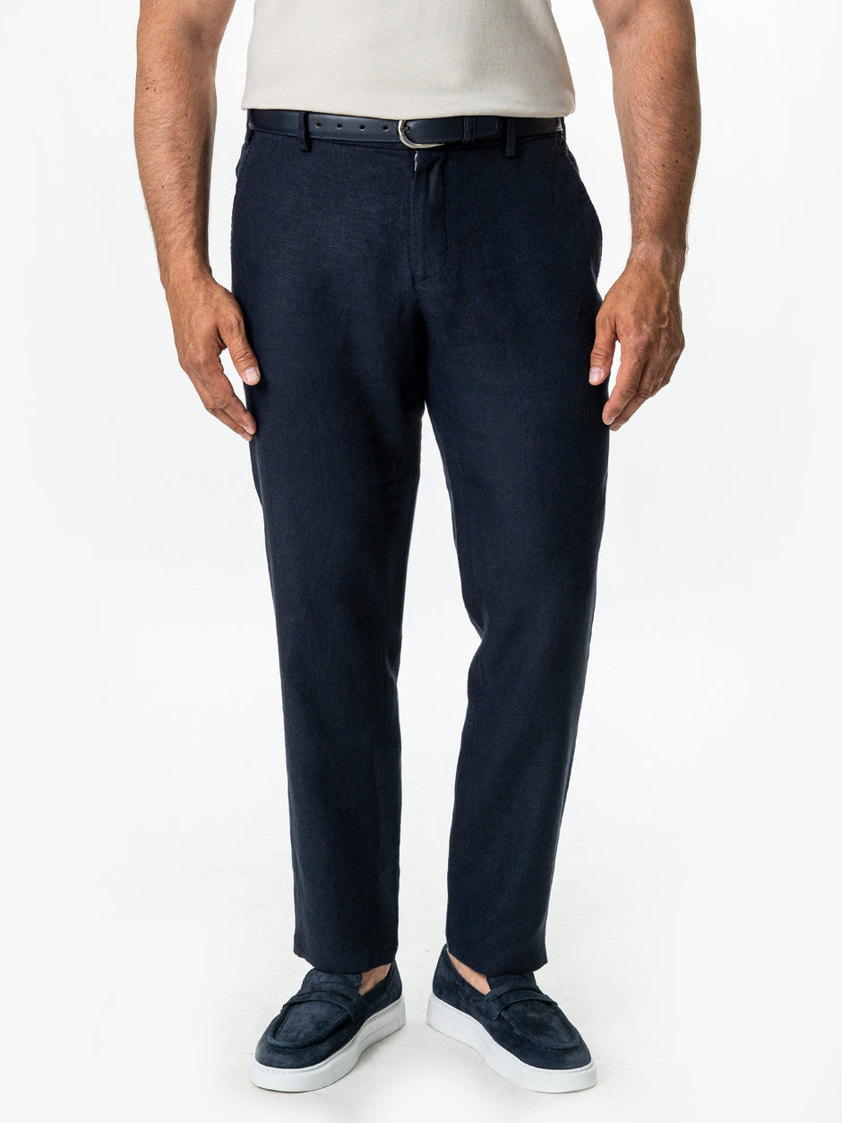 Pantaloni Casual Cu Snur In Talie Vara Barbati In Natural Bleumarin BMan714 (5)