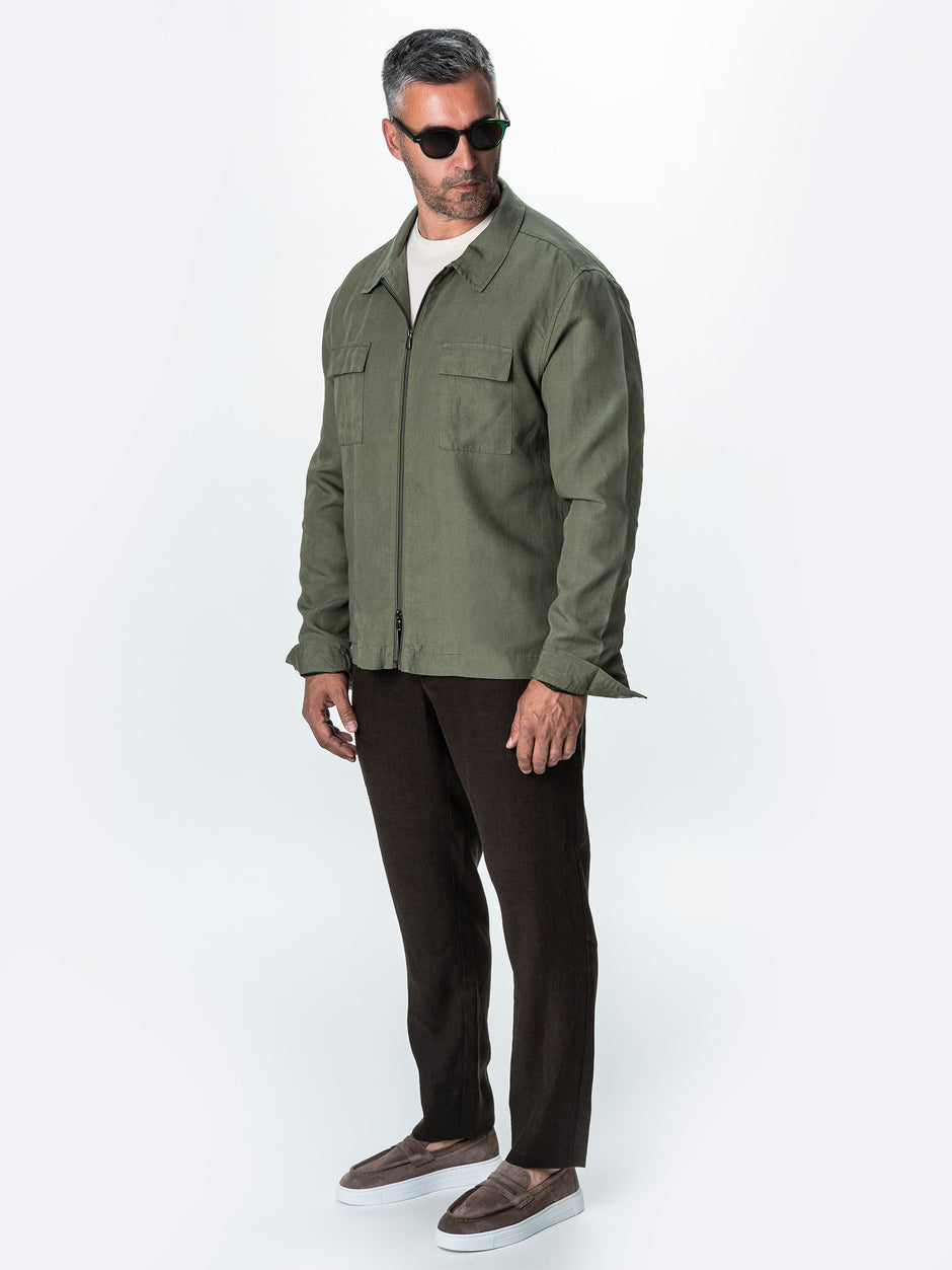 Camasa Barbati Tip Jacheta Overshirt Kaki De Primavara BMan0066 (5)