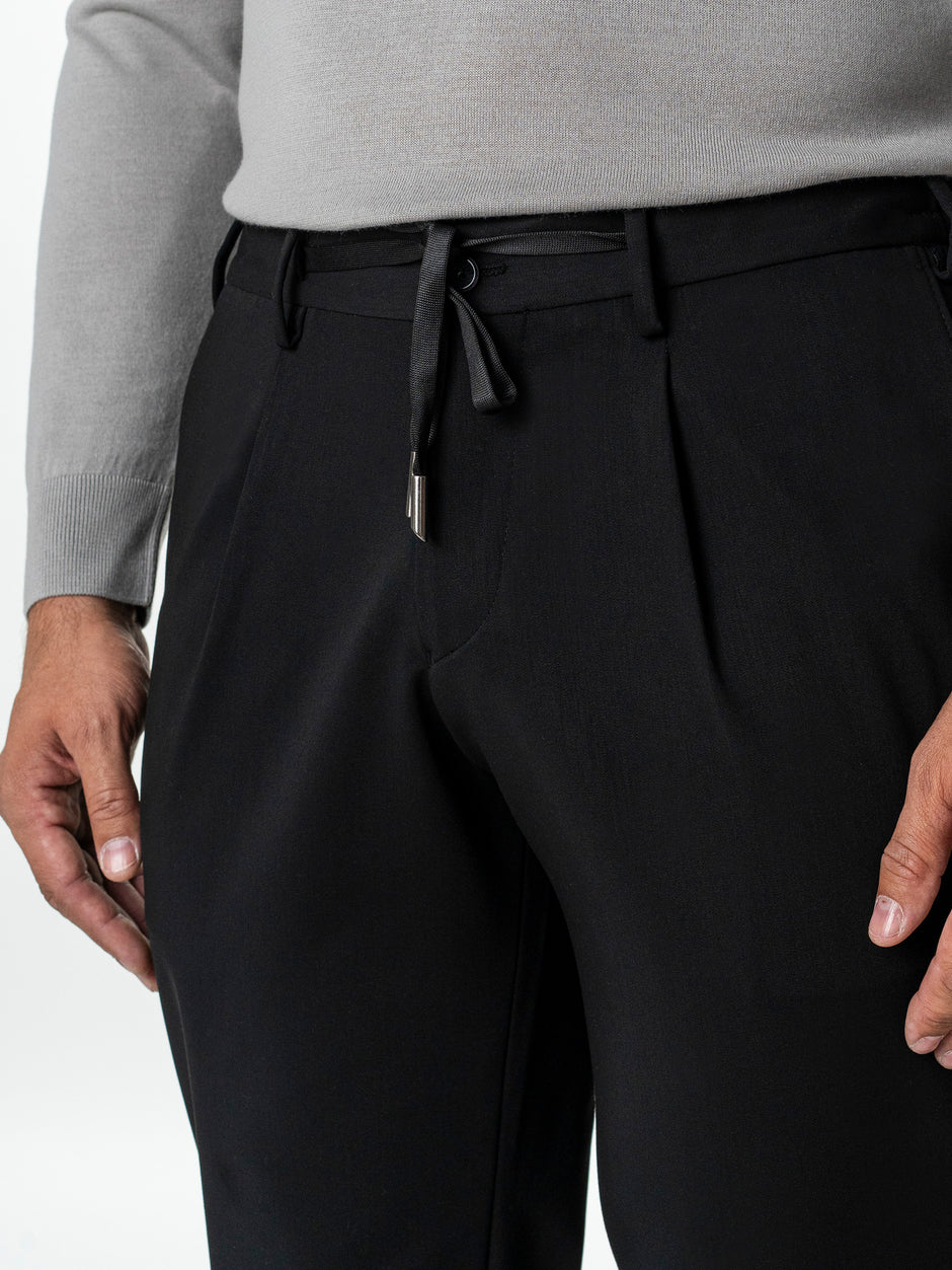 Pantaloni Barbati Casual Negri Din Lana BMan0101 (6)