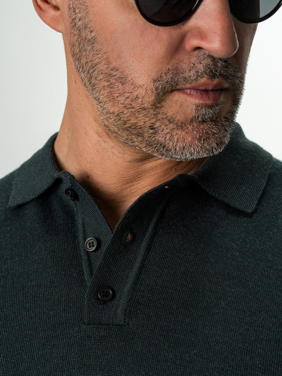 Pulover Barbati Gri Polo Din Lana Merinos BMan0051 (6)