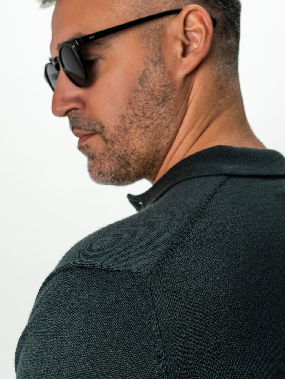 Pulover Barbati Gri Polo Din Lana Merinos BMan0051 (7)