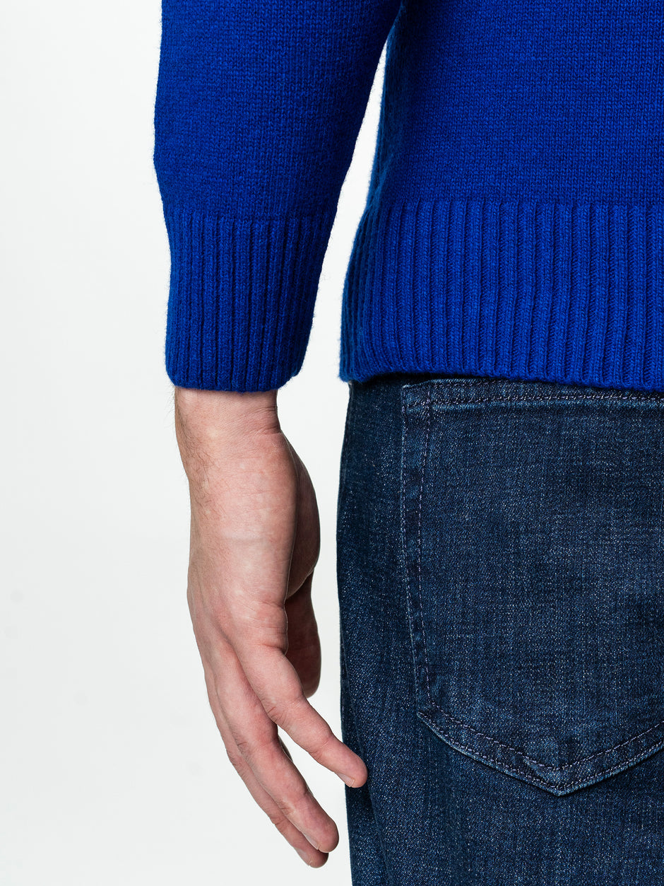 Pulover Barbati Albastru Indigo Taupe Oversize 100% Lana Lambswool BMan0033 (9)