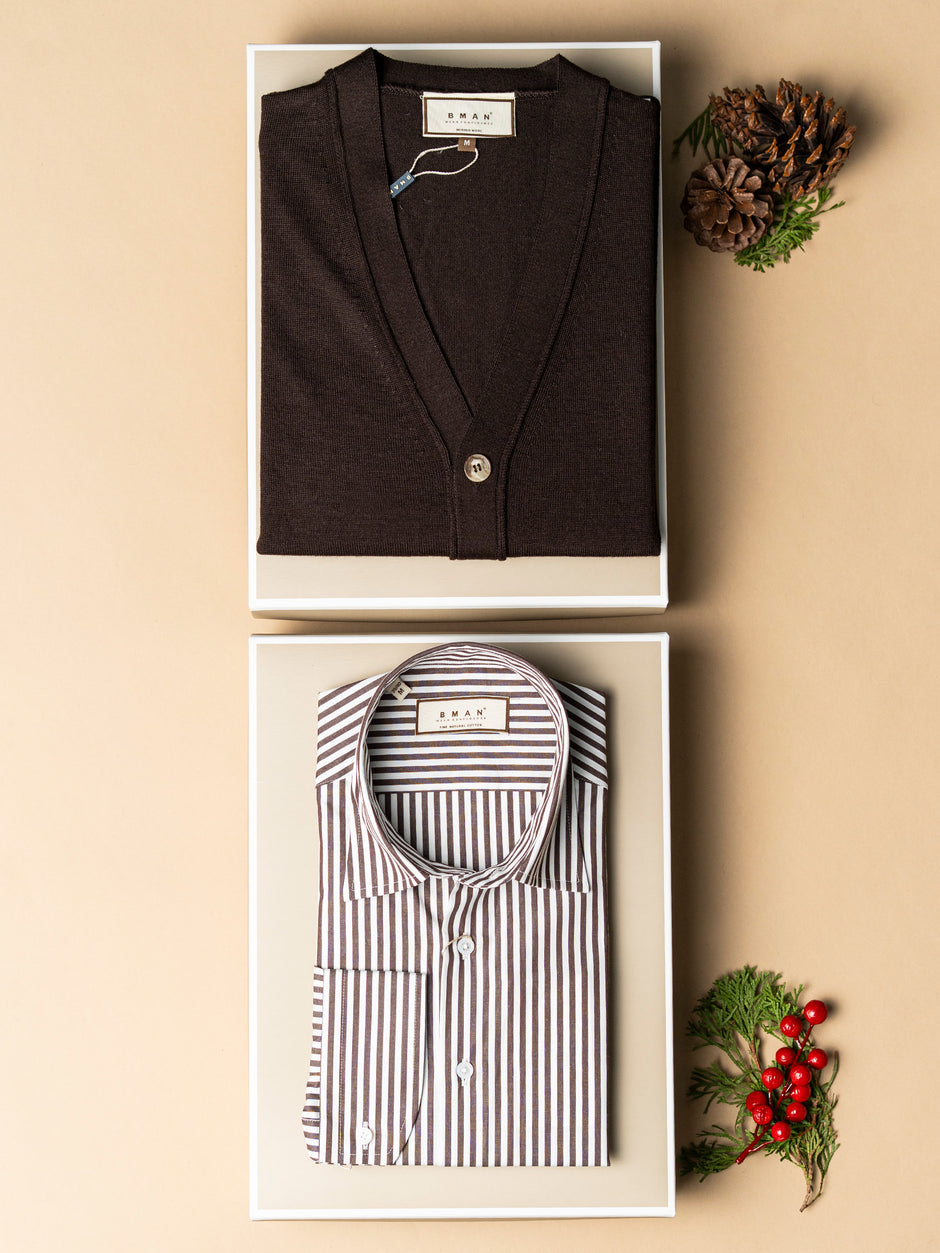Pachet Cadou Barbati Pulover Cu Camasa Bman0059 (2)