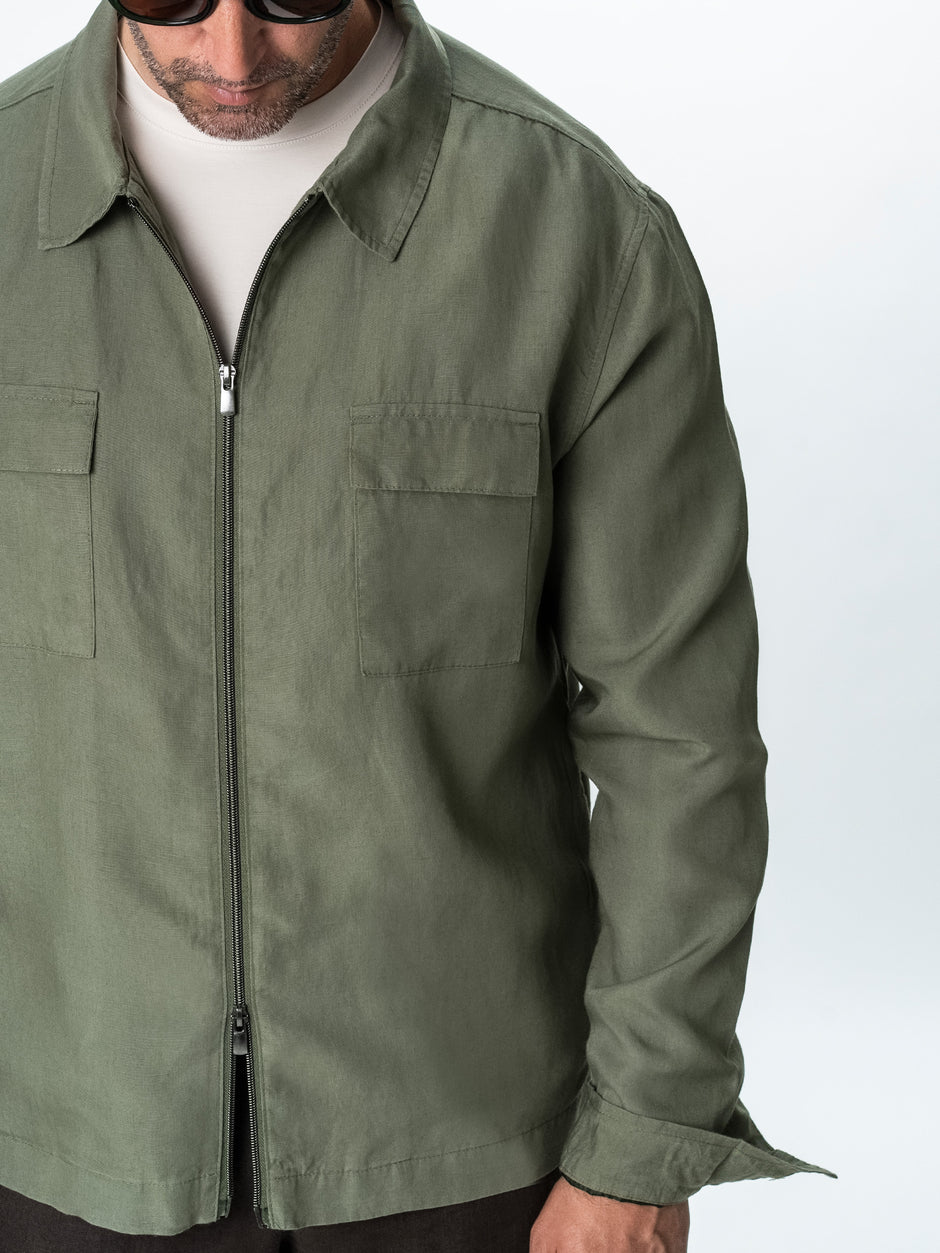 Camasa Barbati Tip Jacheta Overshirt Kaki De Primavara BMan0066 (6)