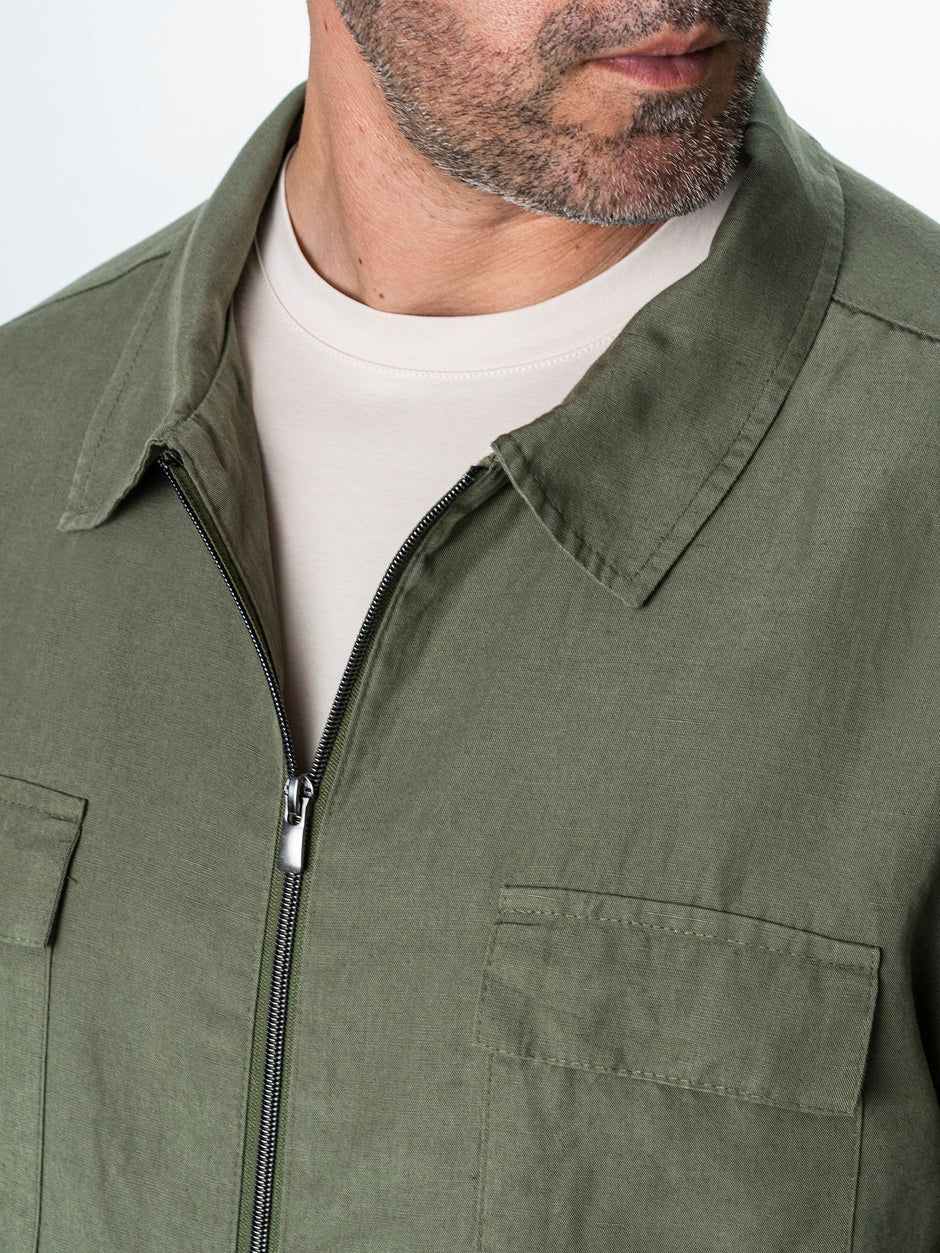 Camasa Barbati Tip Jacheta Overshirt Kaki De Primavara BMan0066 (3)