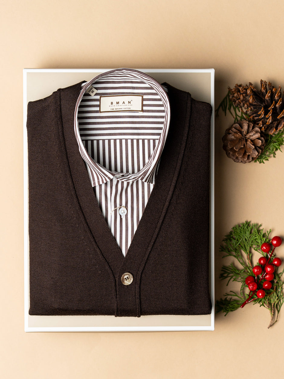 Pachet Cadou Barbati Pulover Cu Camasa Bman0059 (1)