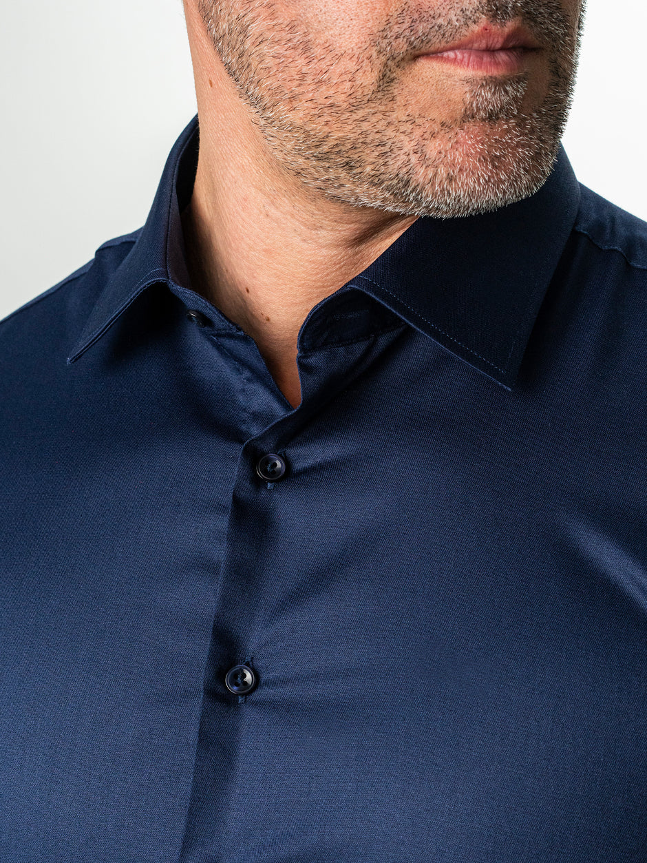 Camasa Barbati Eleganta Bleumarin 100% Bumbac Usor De Calcat All Season BMan0060 (5)