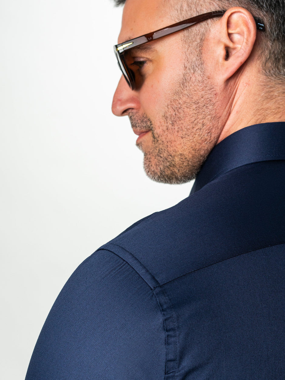 Camasa Barbati Eleganta Bleumarin 100% Bumbac Usor De Calcat All Season BMan0060 (7)