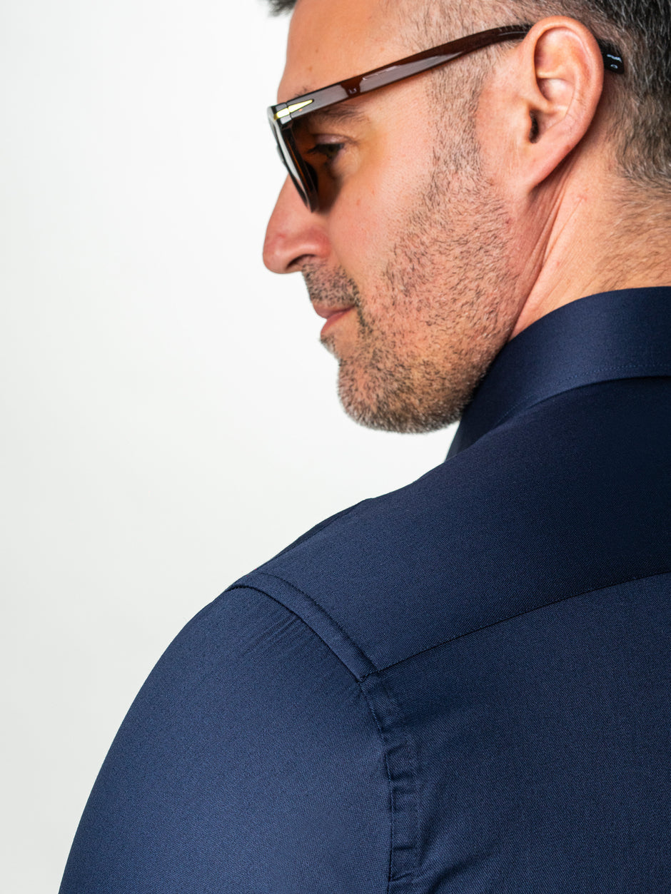 Camasa Barbati Eleganta Bleumarin 100% Bumbac Usor De Calcat All Season BMan0060 (7)