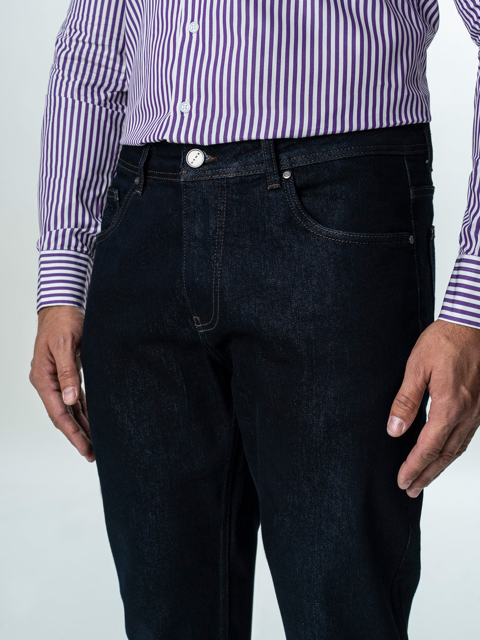 Blugi Barbati Albastru Inchis Comfort Fit Denim T400 BMan0003 (3)