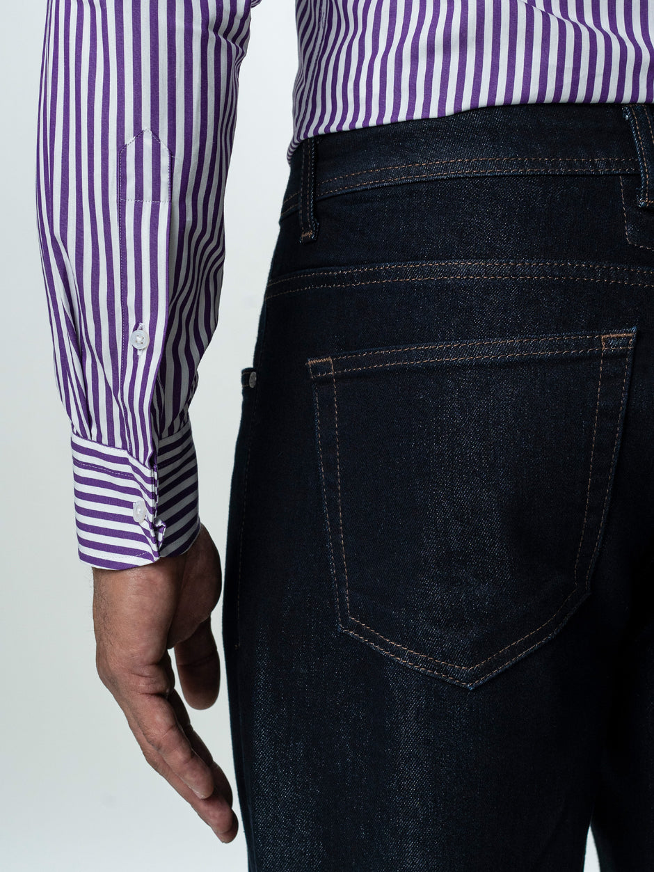 Blugi Barbati Albastru Inchis Comfort Fit Denim T400 BMan0003 (5)