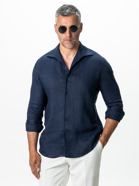 Camasa Barbati Guler Capri Bleumarin 100% In Natural BMan0079