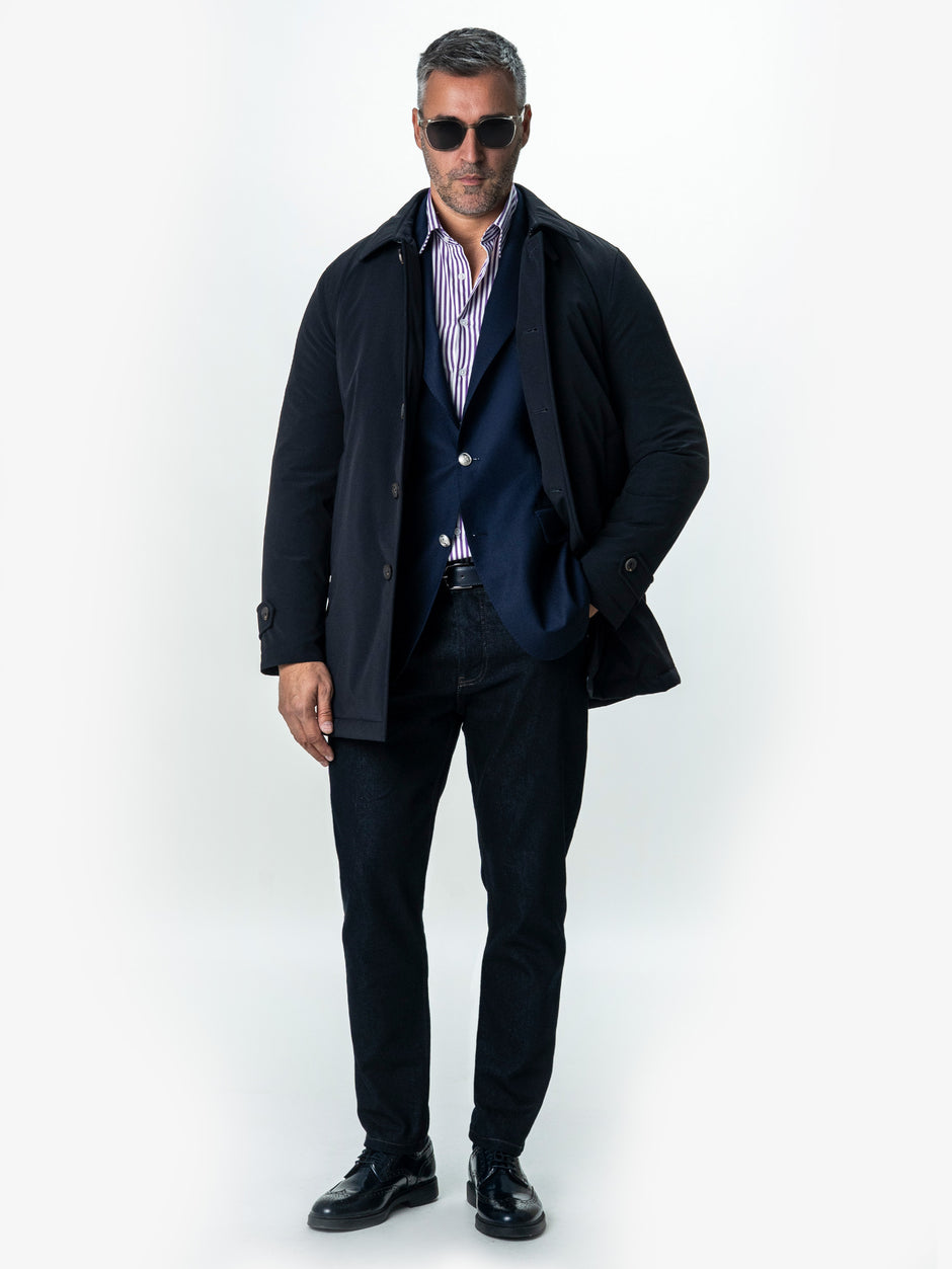 Camasa Barbati Alba cu Dungi Mov Smart Casual BMan0002 (5)